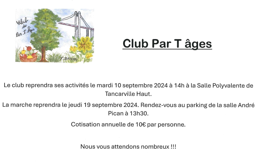 Reprise des activités du Club Par T âges