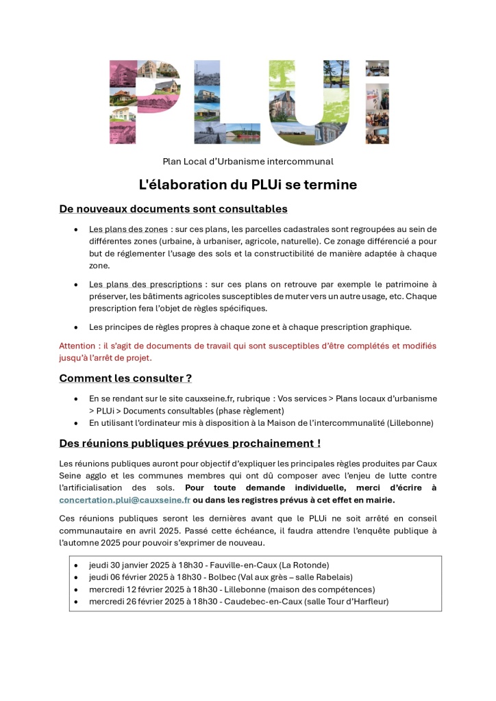 L'élaboration du PLUi se termine